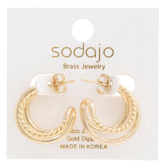 Double Hoop Rope Gold Dipped Earring
